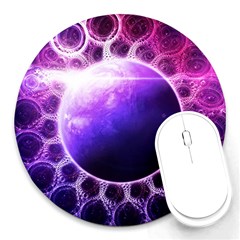 Beautiful Violet Nasa Deep Dream Fractal Mandala Round Mousepads by jayaprime