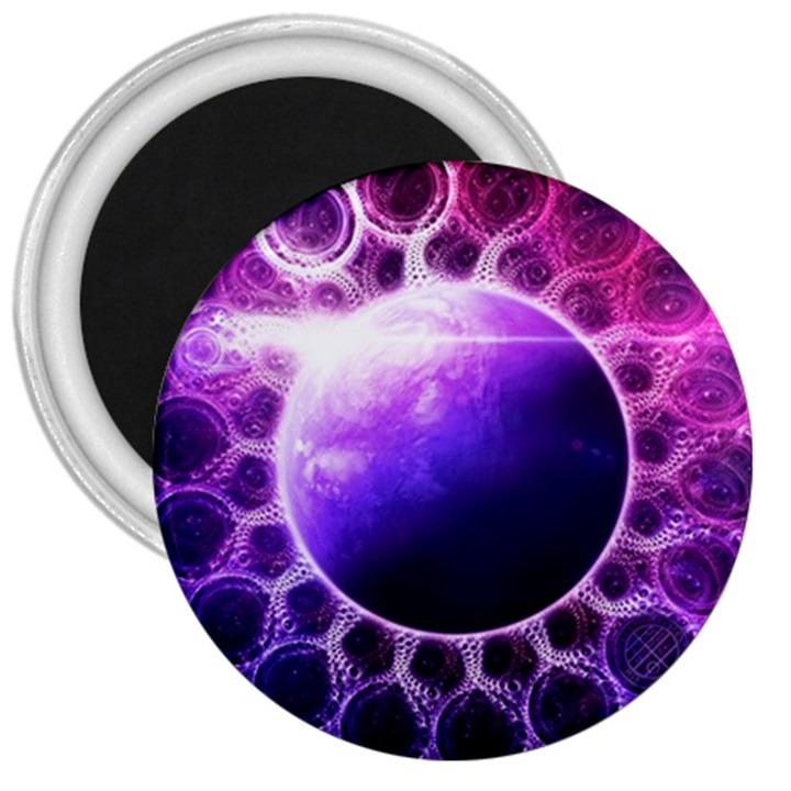 Beautiful Violet NASA Deep Dream Fractal Mandala 3  Magnets