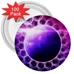 Beautiful Violet Nasa Deep Dream Fractal Mandala 3  Buttons (100 Pack)  by jayaprime