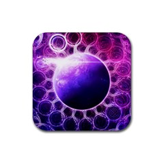 Beautiful Violet Nasa Deep Dream Fractal Mandala Rubber Coaster (square)  by jayaprime