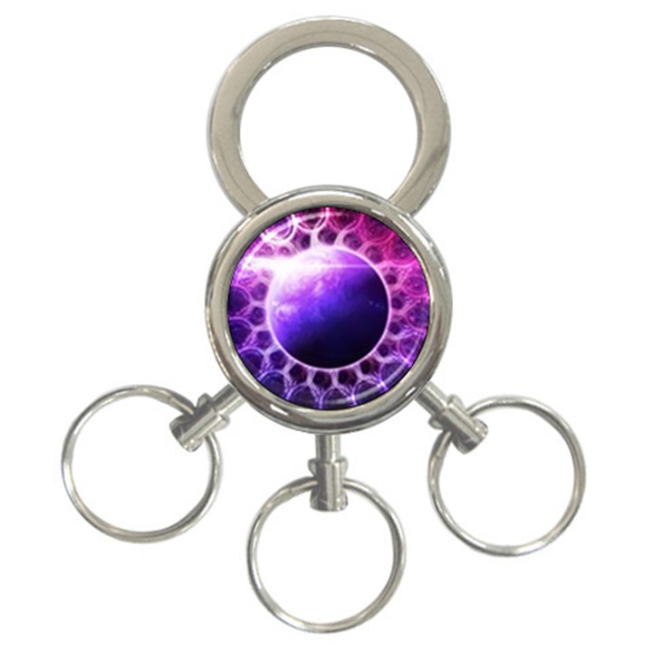 Beautiful Violet NASA Deep Dream Fractal Mandala 3-Ring Key Chains