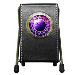 Beautiful Violet Nasa Deep Dream Fractal Mandala Pen Holder Desk Clocks by jayaprime