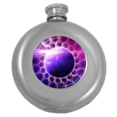 Beautiful Violet Nasa Deep Dream Fractal Mandala Round Hip Flask (5 Oz) by jayaprime