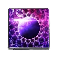 Beautiful Violet Nasa Deep Dream Fractal Mandala Memory Card Reader (square) by jayaprime