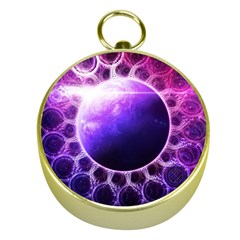 Beautiful Violet Nasa Deep Dream Fractal Mandala Gold Compasses by jayaprime