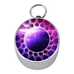 Beautiful Violet Nasa Deep Dream Fractal Mandala Mini Silver Compasses by jayaprime