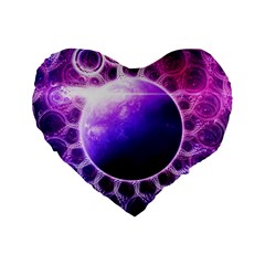 Beautiful Violet Nasa Deep Dream Fractal Mandala Standard 16  Premium Flano Heart Shape Cushions by jayaprime