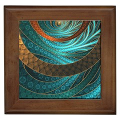 Beautiful Leather & Blue Turquoise Fractal Jewelry Framed Tiles by jayaprime