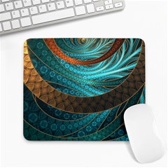 Beautiful Leather & Blue Turquoise Fractal Jewelry Large Mousepads by jayaprime