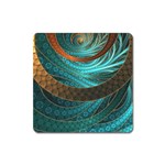 Beautiful Leather & Blue Turquoise Fractal Jewelry Square Magnet Front