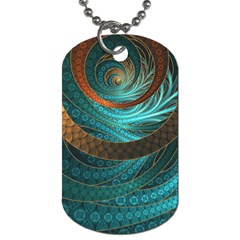 Beautiful Leather & Blue Turquoise Fractal Jewelry Dog Tag (two Sides) by jayaprime