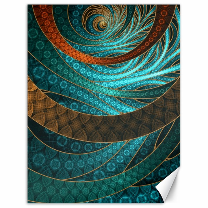 Beautiful Leather & Blue Turquoise Fractal Jewelry Canvas 18  x 24  