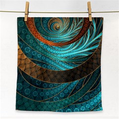 Beautiful Leather & Blue Turquoise Fractal Jewelry Face Towel by jayaprime