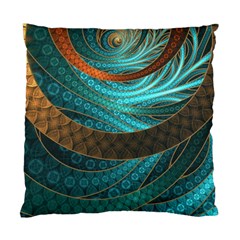 Beautiful Leather & Blue Turquoise Fractal Jewelry Standard Cushion Case (two Sides) by jayaprime