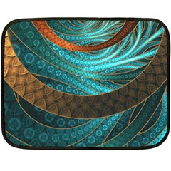 Beautiful Leather & Blue Turquoise Fractal Jewelry Fleece Blanket (mini) by jayaprime