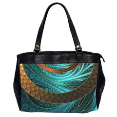 Beautiful Leather & Blue Turquoise Fractal Jewelry Office Handbags (2 Sides)  by jayaprime