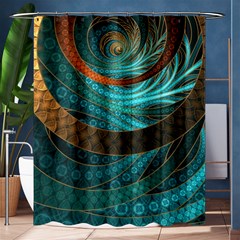 Beautiful Leather & Blue Turquoise Fractal Jewelry Shower Curtain 60  X 72  (medium)  by jayaprime