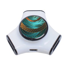 Beautiful Leather & Blue Turquoise Fractal Jewelry 3-port Usb Hub by jayaprime