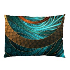 Beautiful Leather & Blue Turquoise Fractal Jewelry Pillow Case (two Sides) by jayaprime