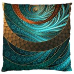 Beautiful Leather & Blue Turquoise Fractal Jewelry Large Flano Cushion Case (Two Sides) Front