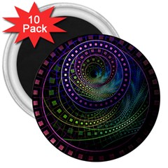 Oz The Great With Technicolor Fractal Rainbow 3  Magnets (10 Pack)  by jayaprime