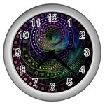 Oz the Great with Technicolor Fractal Rainbow Wall Clocks (Silver)  Front