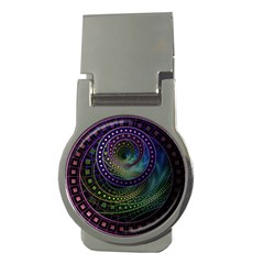 Oz The Great With Technicolor Fractal Rainbow Money Clips (round)  by jayaprime