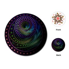 Oz The Great With Technicolor Fractal Rainbow Playing Cards (round)  by jayaprime