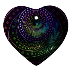 Oz The Great With Technicolor Fractal Rainbow Heart Ornament (two Sides) by jayaprime