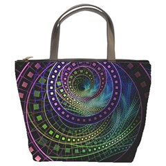 Oz The Great With Technicolor Fractal Rainbow Bucket Bags by jayaprime