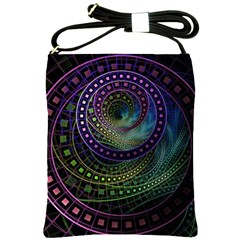 Oz The Great With Technicolor Fractal Rainbow Shoulder Sling Bags by jayaprime