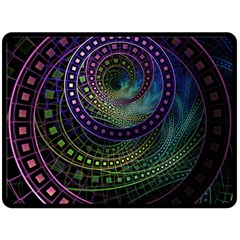 Oz The Great With Technicolor Fractal Rainbow Fleece Blanket (large)  by jayaprime