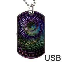 Oz The Great With Technicolor Fractal Rainbow Dog Tag Usb Flash (two Sides) by jayaprime