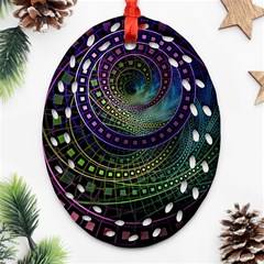 Oz The Great With Technicolor Fractal Rainbow Ornament (oval Filigree) by jayaprime