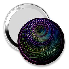 Oz The Great With Technicolor Fractal Rainbow 3  Handbag Mirrors by jayaprime