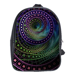 Oz The Great With Technicolor Fractal Rainbow School Bag (xl) by jayaprime