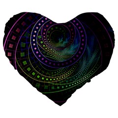 Oz The Great With Technicolor Fractal Rainbow Large 19  Premium Heart Shape Cushions by jayaprime