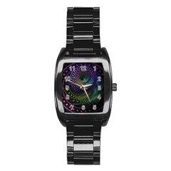 Oz The Great With Technicolor Fractal Rainbow Stainless Steel Barrel Watch by jayaprime