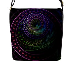 Oz The Great With Technicolor Fractal Rainbow Flap Messenger Bag (l)  by jayaprime