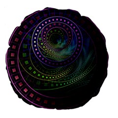 Oz The Great With Technicolor Fractal Rainbow Large 18  Premium Flano Round Cushions by jayaprime