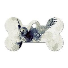 Cute Owl In Watercolor Dog Tag Bone (two Sides) by FantasyWorld7