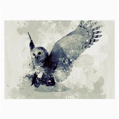 Cute Owl In Watercolor Large Glasses Cloth (2-side) by FantasyWorld7