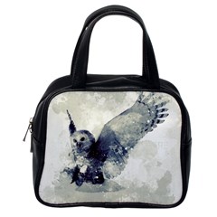 Cute Owl In Watercolor Classic Handbags (one Side) by FantasyWorld7