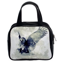 Cute Owl In Watercolor Classic Handbags (2 Sides) by FantasyWorld7