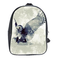 Cute Owl In Watercolor School Bag (large) by FantasyWorld7