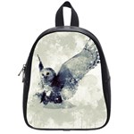 Cute Owl In Watercolor School Bag (Small) Front