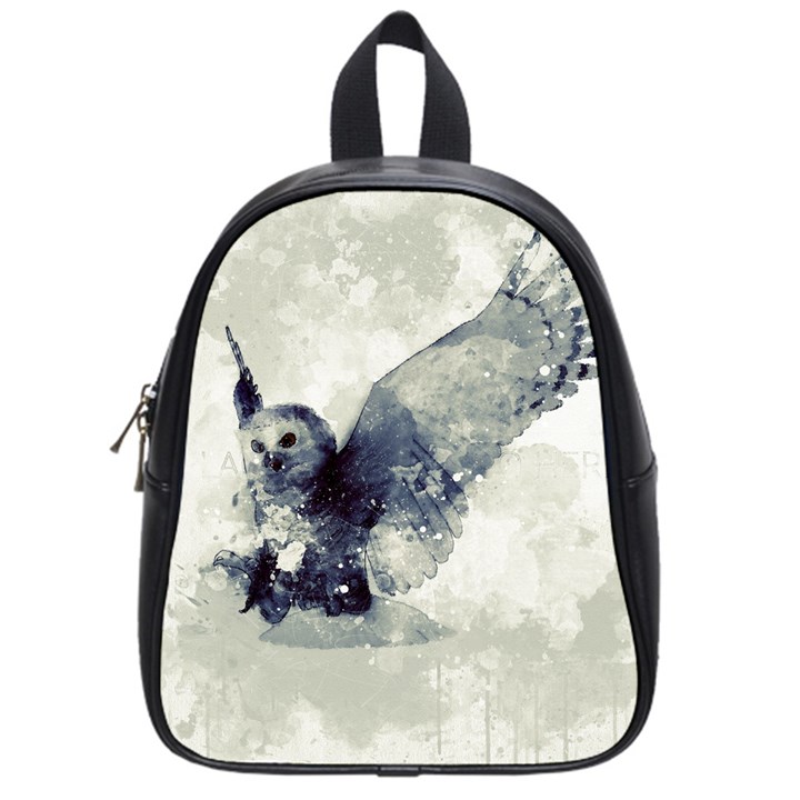 Cute Owl In Watercolor School Bag (Small)