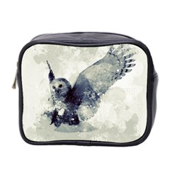 Cute Owl In Watercolor Mini Toiletries Bag 2-side by FantasyWorld7