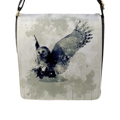 Cute Owl In Watercolor Flap Messenger Bag (l)  by FantasyWorld7