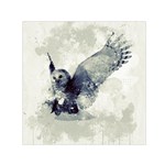 Cute Owl In Watercolor Small Satin Scarf (Square) Front